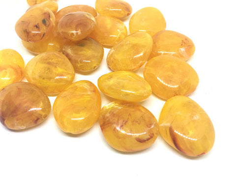 Marigold 31mm acrylic beads, chunky statement necklace, wire bangle, jewelry making, QUEEN Collection, oval beads, large yellow acrylic bead