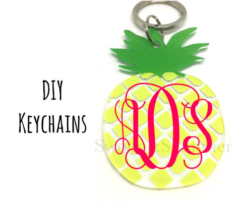 Pineapple Acrylic Blanks, 3 Inch keychain blanks, blank acrylics, pineapple keychain, monogram keychain, yellow and green, monogram gift