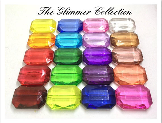 The GLIMMER Collection, large Translucent Beads, Faceted Nugget Bead, 30mm beads, rainbow beads, bracelet beads, acrylic beads, large beads