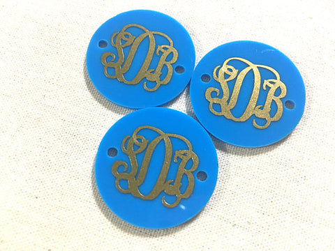 Monogram Disc Beads - 3 Letter Circle Monogram - Pick your Disc Color AND font color! - 1.25 Inch Beads for Bangle Making