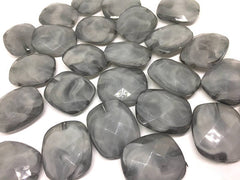 Creamy Gray Beads, Oval Faceted 31mm acrylic beads, chunky necklace, craft supplies, wire bangle beads, jewelry making, gray jewelry
