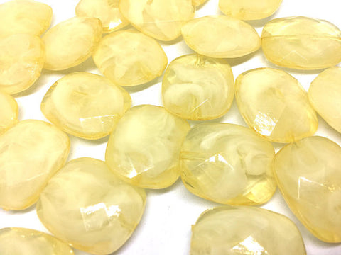 Creamy Golden Yellow Beads, Oval Faceted 31mm acrylic beads, chunky necklace, craft supplies, wire bangle beads, jewelry making, yellow