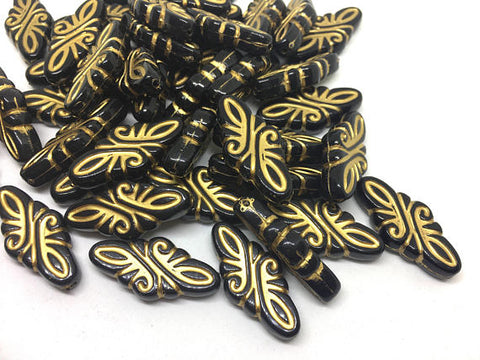 Gold & Black Beads, 31mm Beads, big acrylic beads, bracelet necklace earrings, jewelry making, acrylic bangle beads, gold beads, black beads