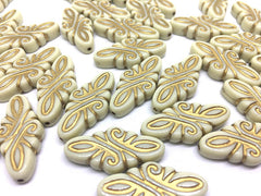Gold & Cream Beads, 31mm Beads, big acrylic beads, bracelet necklace earrings, jewelry making, acrylic bangle beads, gold beads, cream beads