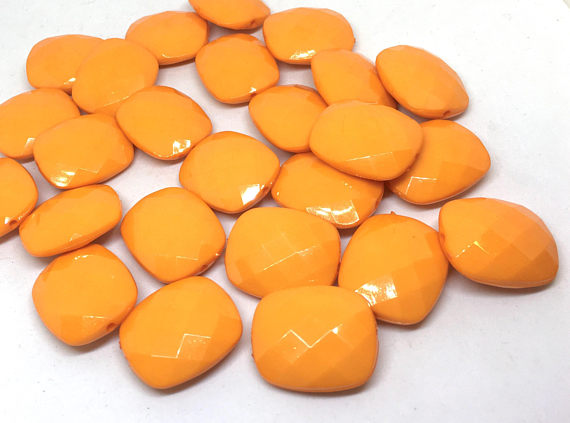 Orange Faceted Puffed Oval 31mm Bead, Oval tangerine Bead, Bangle or Jewelry Making, bangle beads, orange jewelry, orange necklace jewelry