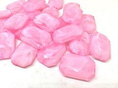 Pink Cotton Candy creamy rectangle 32mm big acrylic beads, pink chunky craft supplies, pink bangle, jewelry making, statement necklace