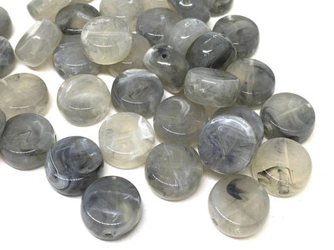 Gray 14mm Beads, geometric acrylic beads, bracelet necklace earrings, jewelry making, acrylic bangle beads, gray bangle, round beads