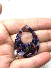 Teardrop shape acrylic 39mm Long Earring or Necklace pendant bead, one hole at top, colorful acrylic blue purple red champagne bead
