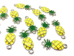 Silver Pineapple Connector Pendants, pineapple charms, silver connectors, pineapple bracelets, pineapple jewelry, silver wire bracelets