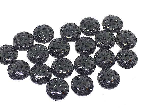 12mm Druzy Cabochons, BLACK polka dots, jewelry making kit, earring set, diy jewelry, druzy studs, 12mm Druzy, cabochon, stud earrings