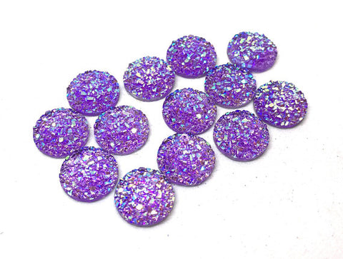 12mm Druzy Cabochons, PURPLE SPARKLE, jewelry making kit, earring set, diy jewelry, druzy studs, 12mm Druzy, cabochon, stud earrings PURPLE