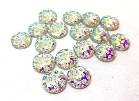 12mm Druzy Cabochons, RAINBOW polka dots, jewelry making kit, earring set, diy jewelry, druzy studs, 12mm Druzy cabochon, RAINBOW studs