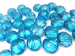 Light Blue Translucent Beads, 17mm Faceted octagon round Bead, teal beads, Jewelry Making, Wire Bangles, turquoise beads, blue jewelry, sky