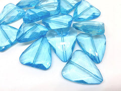 Light Blue Large Triangle Translucent Beads, Faceted Nugget Bead, crystal bead, 35mm bead, translucent beads, bangle beads, blue beads