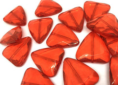 Red Large Triangle Translucent Beads, Faceted Nugget Bead, crystal bead, 35mm bead, translucent beads, bangle beads, red beads, red jewelry