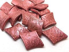 Dusty Rose diamond shaped texture beads, 38mm beads, pink beads, textured pink large beads, pink jewelry, pink necklace, rhombus beads