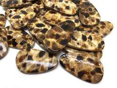 Animal Print Beads, 36mm Animal Print beads, geometric brown beads, cheetah print, spotted beads, animal print jewelry, animal gift, brown