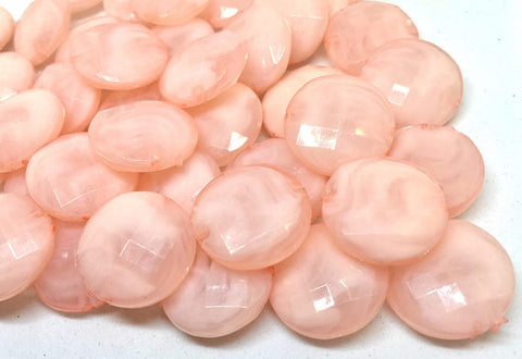 Creamy Peach 20mm Beads, geometric acrylic beads, bracelet necklace earrings, jewelry making, acrylic bangle beads, round coral pink beads