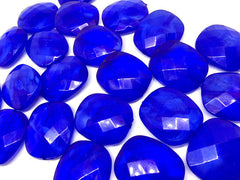 Creamy royal blue Beads, Oval Faceted 31mm acrylic beads, chunky necklace, craft supplies, wire bangle beads, jewelry making, navy jewelry
