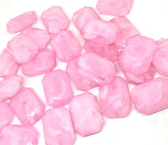 Pink Cotton Candy creamy rectangle 32mm big acrylic beads, pink chunky craft supplies, pink bangle, jewelry making, statement necklace