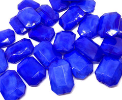 Royal blue creamy rectangle 32mm big acrylic beads, blue chunky craft supplies, blue bangle, jewelry making, royal blue statement necklace