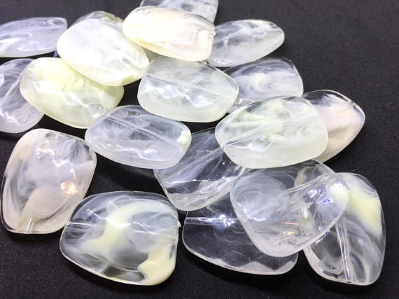 Cream & Clear Large Translucent Beads, Faceted Nugget Bead, crystal bead, 30mm bead, clear beads, translucent beads, bangle beads