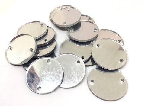 Silver Mirror Discs, 2 Hole Acrylic Disc - BLANK 30mm 1.25" Across 2 Holes Bangle Making, Necklace Keychain, Jewelry Making, acrylic blanks