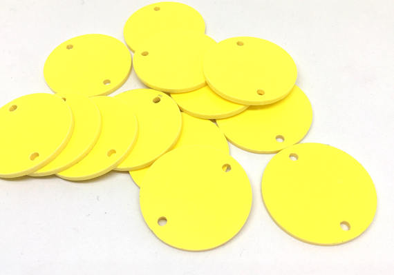 Yellow Discs, 2 Hole Acrylic Disc - BLANK 30mm 1.25" Across 2 Holes Bangle Making, Necklace Keychain, Jewelry Making, acrylic blanks yellow