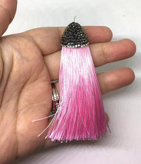 Blush Pink Tassels, tassel earrings, Bejeweled Tassels, 3.25 Inch 85mm Tassel, pink jewelry, tassel necklace, pink necklace, silk tassel
