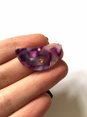 Purple Hologram tortoise shell 1 Hole Laser Cut semi circle Cutout Circles, Wire Bracelet boho earrings, Tassel Necklace Jewelry