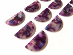 Purple Hologram tortoise shell 1 Hole Laser Cut semi circle Cutout Circles, Wire Bracelet boho earrings, Tassel Necklace Jewelry