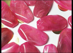 Large PINK Gem stone Beads - Acrylic Beads look like stained glass for Jewelry Making-Necklaces, Bracelets, or Earrings! 45x25mm Stone