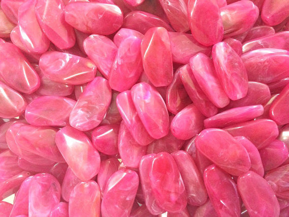 Large PINK Gem stone Beads - Acrylic Beads look like stained glass for Jewelry Making-Necklaces, Bracelets, or Earrings! 45x25mm Stone