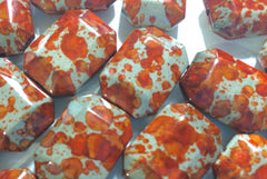 Freckled ORANGE Beads - Octogon 24x16mm Large faceted acrylic nugget beads for bangle or jewelry making - Swoon & Shimmer - 3