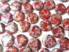 Freckled RED Beads - Circular 26x26mm Large faceted acrylic nugget beads for bangle or jewelry making - Swoon & Shimmer - 1