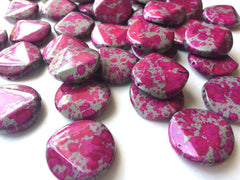 Freckled PINK Beads - Circular 26x26mm Large faceted acrylic nugget beads for bangle or jewelry making - Swoon & Shimmer - 1