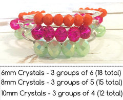 6mm Matte Orange Glass Crystals - Set of 18 Beads for Wire Bangle Bracelet - Bright Orange Faceted Beads - Swoon & Shimmer - 3
