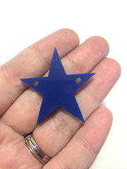 4th of July Blue Acrylic Stars with 2 holes for Bangle Bracelet - 37mm Stars - Wire Bangle Jewelry Making - Independence Day America