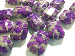 Freckled PURPLE Beads - Octogon 24x16mm Large faceted acrylic nugget beads for bangle or jewelry making - Swoon & Shimmer - 3
