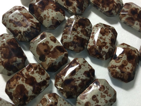 Freckled CHOCOLATE Beads - Octogon 24x16mm Large faceted acrylic nugget beads for bangle or jewelry making - Swoon & Shimmer - 1