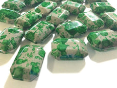 Freckled Green Beads - Octogon 24x16mm Large faceted acrylic nugget beads for bangle or jewelry making - Swoon & Shimmer - 2