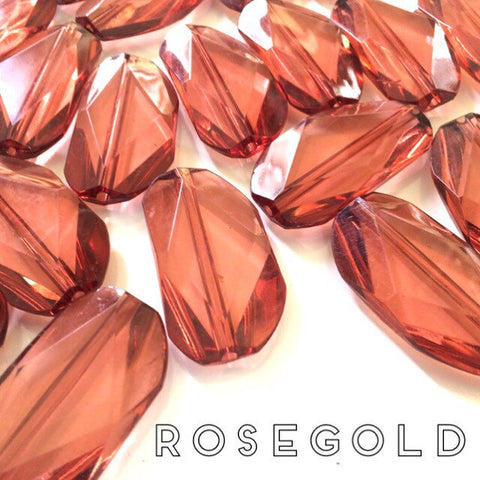 Large ROSE GOLD Gem Stone Beads - Acrylic Beads that look like stained glass for Jewelry Making-Necklaces, Bracelets, or Earrings! 45x25mm S