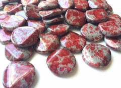 Freckled RED Beads - Circular 26x26mm Large faceted acrylic nugget beads for bangle or jewelry making
