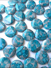 Freckled TURQUOISE Beads - Circular 26x26mm Large faceted acrylic nugget beads for bangle or jewelry making blue
