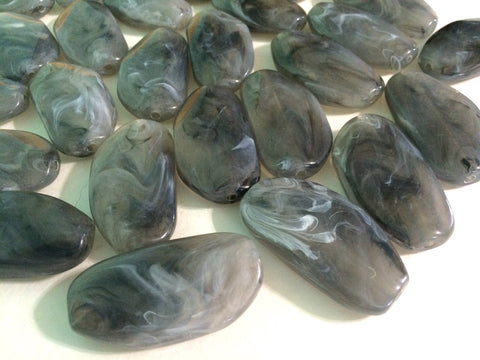 Large SMOKE GRAY Gem Stone Beads- Acrylic Beads that look like stained glass for Jewelry Making-Necklaces, Bracelets, Earrings! 45mm