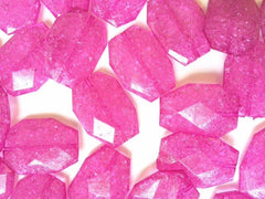 Hot Pink Dinosaur Egg Clear Faceted 35mm acrylic beads - chunky craft supplies for wire bangle or jewelry making magenta