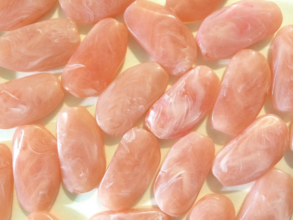 Large SOFT PEACH Gem Stone Beads - Acrylic Beads that look like stained glass for Jewelry Making-Necklaces, Bracelets, or Earrings 45MM