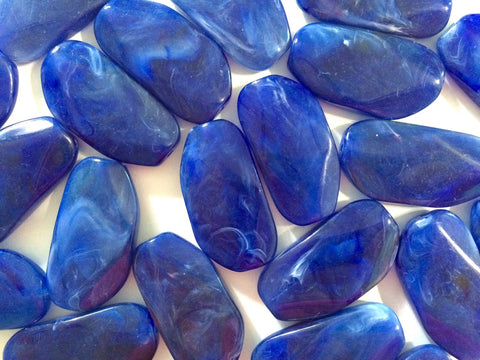 Large DARK BLUE Stone Beads - Acrylic Beads that look like stained glass for Jewelry Making-Necklaces, Bracelets, or Earrings 45MM