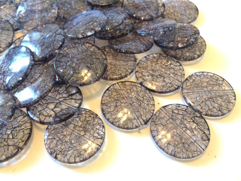 Smoke Gray Dinosaur Egg Clear Circular 33mm acrylic beads - chunky craft supplies for wire bangle or jewelry making