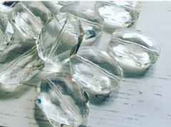 31x24mm Clear Faceted Slab Nugget Beads, Beads for Bangle Making or Jewelry Making, transparent beads, chunky beads, statement beads